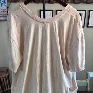 FP Movement - Womens L. Oversized shortsleeve icon romper, low v-back. Cream.